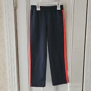 Nike Girls Gray Joggers Neon Orange Pink Stripe Size 6 Embroidered Swoosh